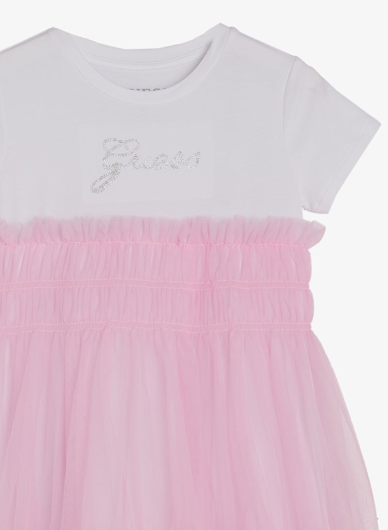 جس فستان قصير الأكمام بتصميم واسع من الأسفل للأطفال - Image 3